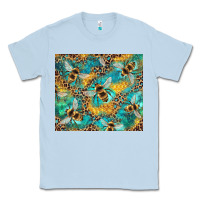Dusty Blue honeycomb and bees with leopard Classic Tee - Artiststas