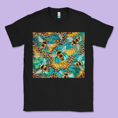 Honeycomb And Bees With Leopard Classic Tee Designed By Artiststas