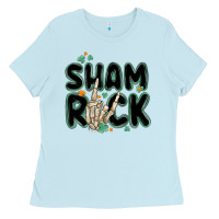 Baby Blue sham rock Ladies Tee - MaliasSmallBusiness