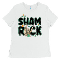 White sham rock Ladies Tee - MaliasSmallBusiness