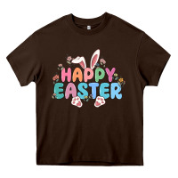 Chocolate Brown happy easter Heavy Core Tee - MaliasSmallBusiness
