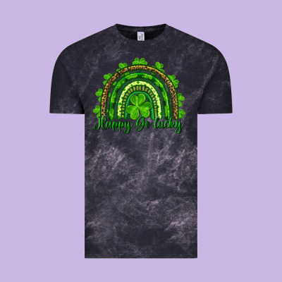 Saint Patricks Day Happy Go Lucky Rainbow Vintage Tee Designed By Ranaportraitstore
