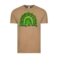 Vintage Coffee Saint Patricks Day Happy Go Lucky Rainbow Vintage Tee - RanaPortraitStore