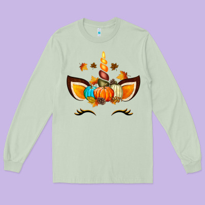 Unicorn Fall Long Sleeve Tee Designed By Texasbilliewilder