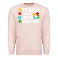 Pale Pink Teach Love Hope Inspire Premium Sweatshirt - CowhideDigitalArt