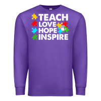Purple Teach Love Hope Inspire Premium Sweatshirt - CowhideDigitalArt