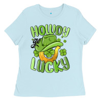 Baby Blue howdy go lucky st patrics day Ladies Tee - MaliasSmallBusiness