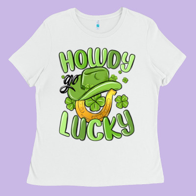 Howdy Go Lucky St Patrics Day Ladies Tee Designed By Maliassmallbusiness