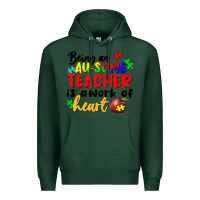 Sports Green Being an au some teacher is a work of the heart Premium Hoodie - FaDigitalArtStudio