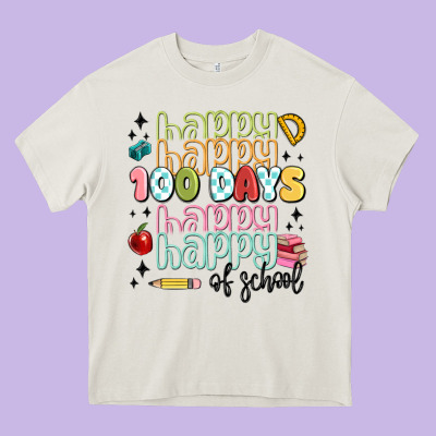 100 Days Of School Heavy Core Tee Designed By Maliassmallbusiness