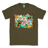 Army Green bees and lilies with leopard Classic Tee - Artiststas