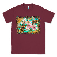 Burgundy bees and lilies with leopard Classic Tee - Artiststas