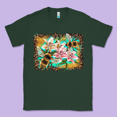 Bees And Lilies With Leopard Classic Tee Designed By Artiststas