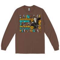 Chestnut Living Life Somewhere Between Jesus Long Sleeve Tee - texasbilliewilder