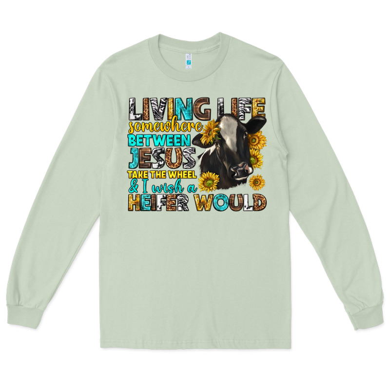 Living Life Somewhere Between Jesus Long Sleeve Tee by texasbilliewilder | Teevron