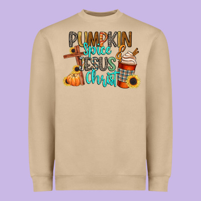 Pumpkin Spice And Jesus Christ Heavyweight Sweatshirt Designed By Cowgirlartshop