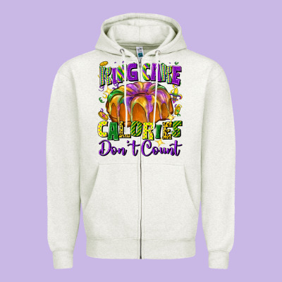 King Cake Calories Don't Count Zipper Hoodie Designed By Fadigitalartstudio