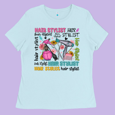 Hair Stylist Typography Ladies Tee Designed By Maliassmallbusiness
