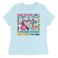 Baby Blue hair stylist typography Ladies Tee - MaliasSmallBusiness