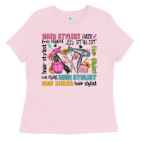 Bubblegum Pink hair stylist typography Ladies Tee - MaliasSmallBusiness