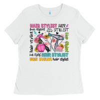 White hair stylist typography Ladies Tee - MaliasSmallBusiness