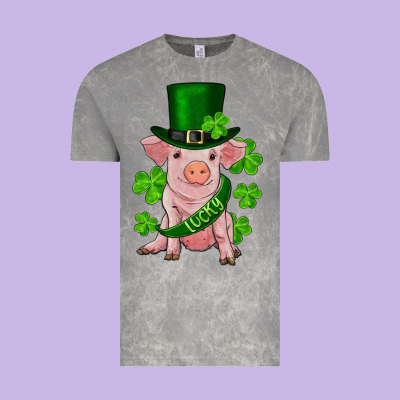 St. Patrick's Day Lucky Baby Pig Vintage Tee Designed By Ranaportraitstore
