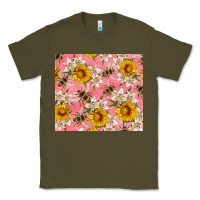 Army Green bees and flowers Classic Tee - Artiststas