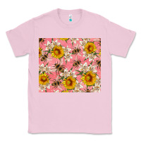 Bubblegum Pink bees and flowers Classic Tee - Artiststas