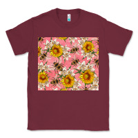 Burgundy bees and flowers Classic Tee - Artiststas