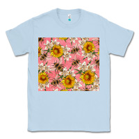 Dusty Blue bees and flowers Classic Tee - Artiststas