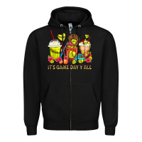 Black It's Game Day Y'all Softball Coffee Cups Zipper Hoodie - FaDigitalArtStudio