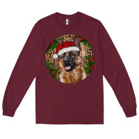 Burgundy German Shepherd Christmas Long Sleeve Tee - RanaPortraitStore