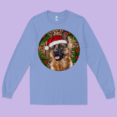 German Shepherd Christmas Long Sleeve Tee Designed By Ranaportraitstore