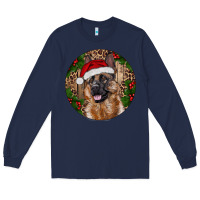 Navy German Shepherd Christmas Long Sleeve Tee - RanaPortraitStore