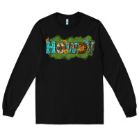 Black Western Howdy Long Sleeve Tee - texasbilliewilder