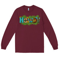 Burgundy Western Howdy Long Sleeve Tee - texasbilliewilder
