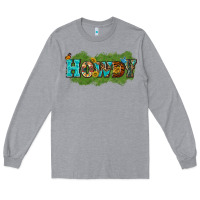 Heather Grey Western Howdy Long Sleeve Tee - texasbilliewilder