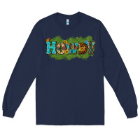 Navy Western Howdy Long Sleeve Tee - texasbilliewilder