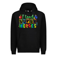 Black I teach super heroes Premium Hoodie - FaDigitalArtStudio