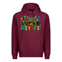 Burgundy I teach super heroes Premium Hoodie - FaDigitalArtStudio