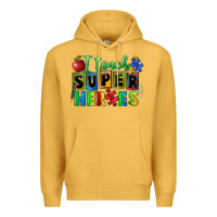 Mustard I teach super heroes Premium Hoodie - FaDigitalArtStudio