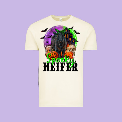 Spooky Heifer Black Angus Vintage Tee Designed By Ranaportraitstore
