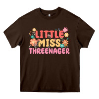 Chocolate Brown little miss threenager Heavy Core Tee - MaliasSmallBusiness
