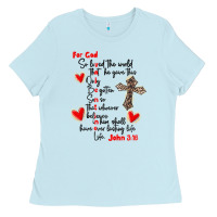 Baby Blue for god so loved the world Ladies Tee - MaliasSmallBusiness