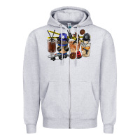Heather Grey Police Coffee Cups Zipper Hoodie - FaDigitalArtStudio