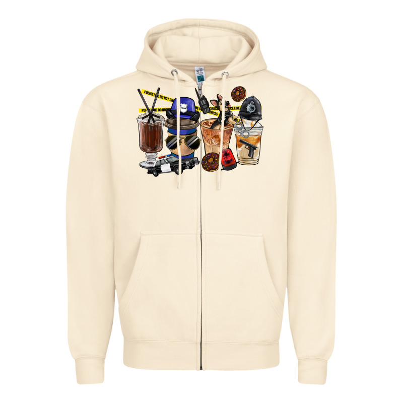 Police Coffee Cups Zipper Hoodie by FaDigitalArtStudio | Teevron