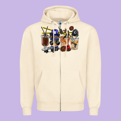 Police Coffee Cups Zipper Hoodie Designed By Fadigitalartstudio