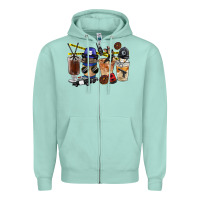 Seafoam Police Coffee Cups Zipper Hoodie - FaDigitalArtStudio