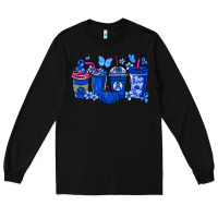 Black Colon Cancer coffee cups blue ribbon Long Sleeve Tee - NancyCooperArtShop