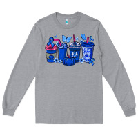 Heather Grey Colon Cancer coffee cups blue ribbon Long Sleeve Tee - NancyCooperArtShop